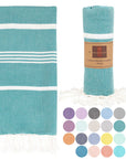 Turkish Beach Towel-Thick Stripes Green