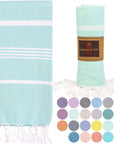Turkish Beach Towel-Thick Stripes Aqua
