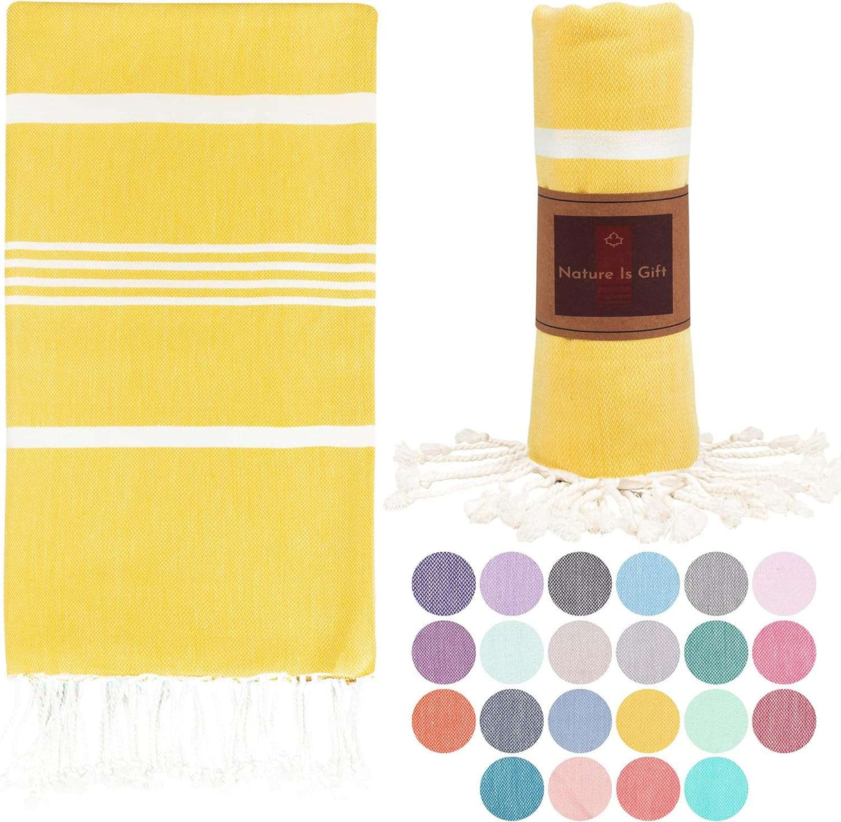 Turkish Beach Towel-Thick Stripes Buy 1 at $12.99 Yellow