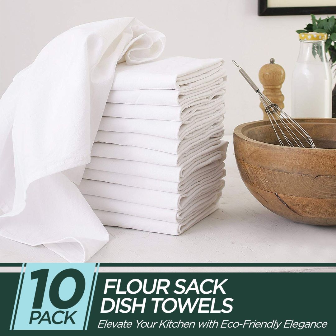 Madras Collections Certified Organic Flour sack towels-White (28x28)