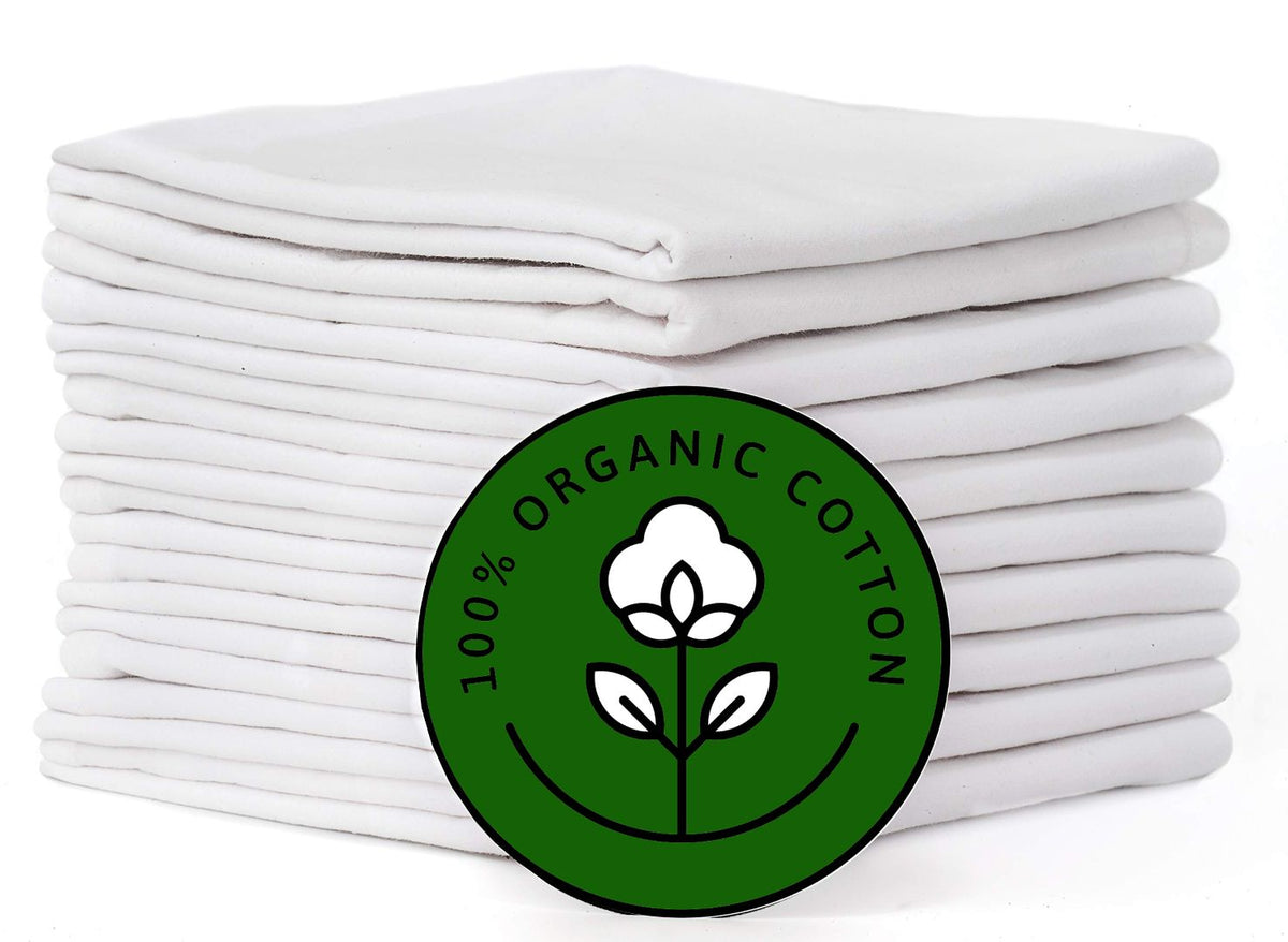 Madras Collections Certified Organic Flour sack towels-White (28x28)
