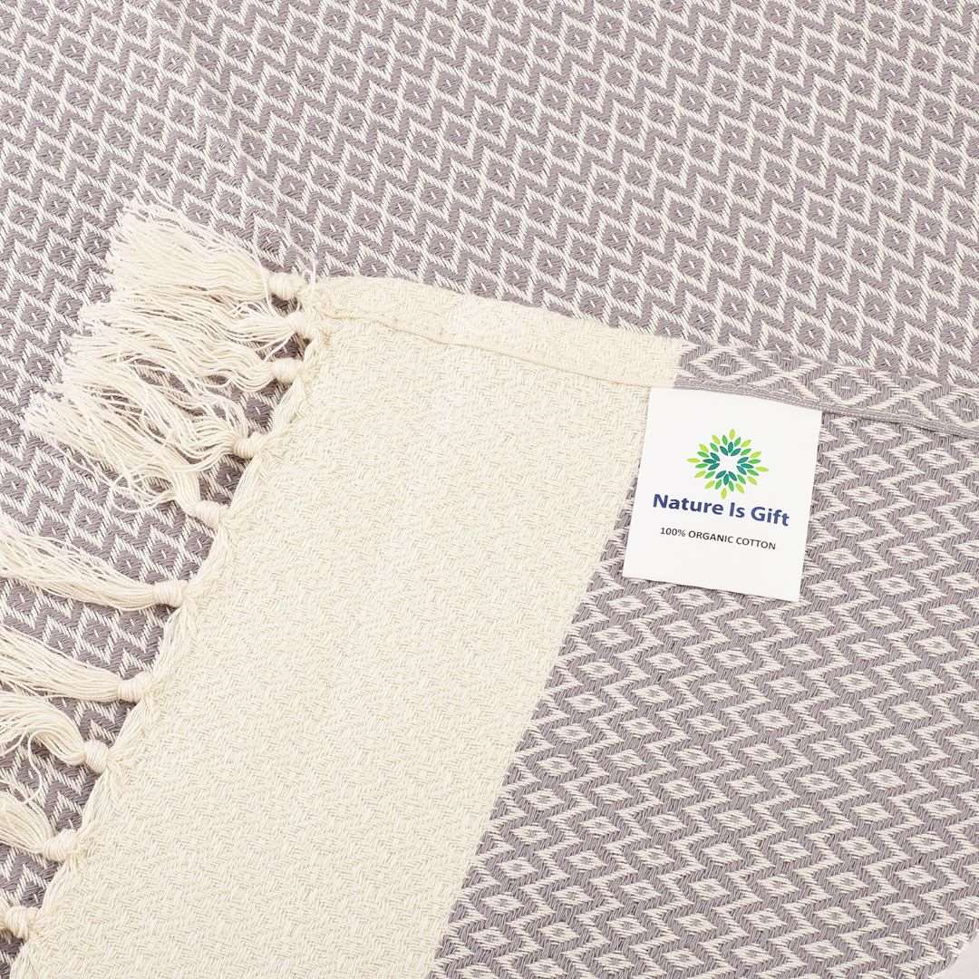Diamond Weave Turkish Peshtemal Beach Towels - Dapple Grey