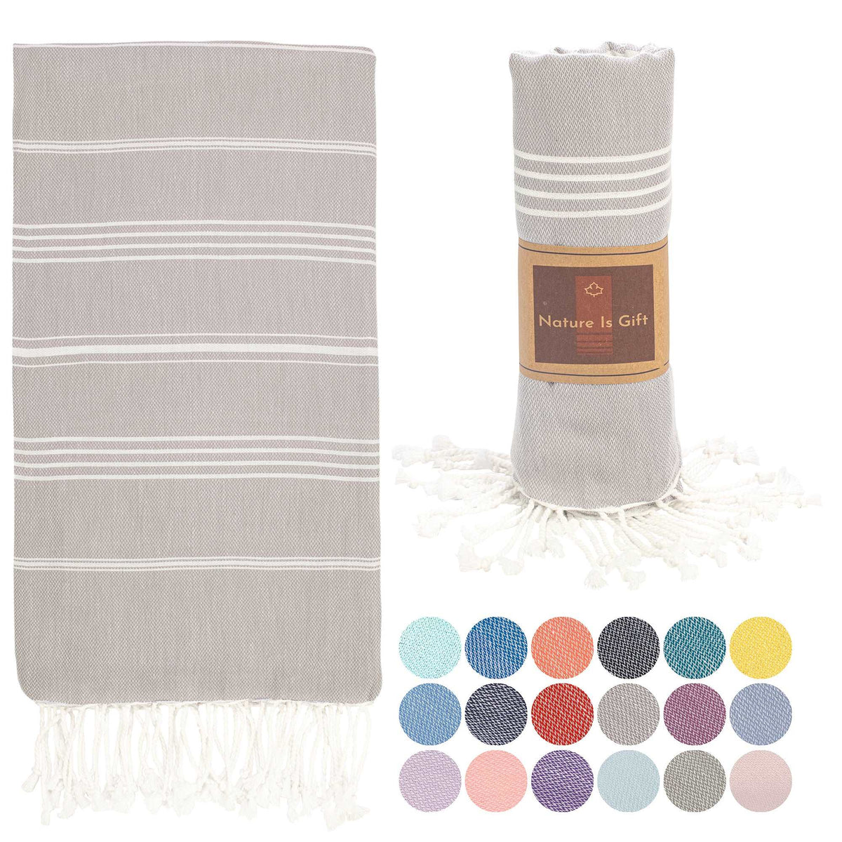 Peshtemal Bath | Beach Towels-WholeSale Towels-Pack of 5 Towels Silver Grey