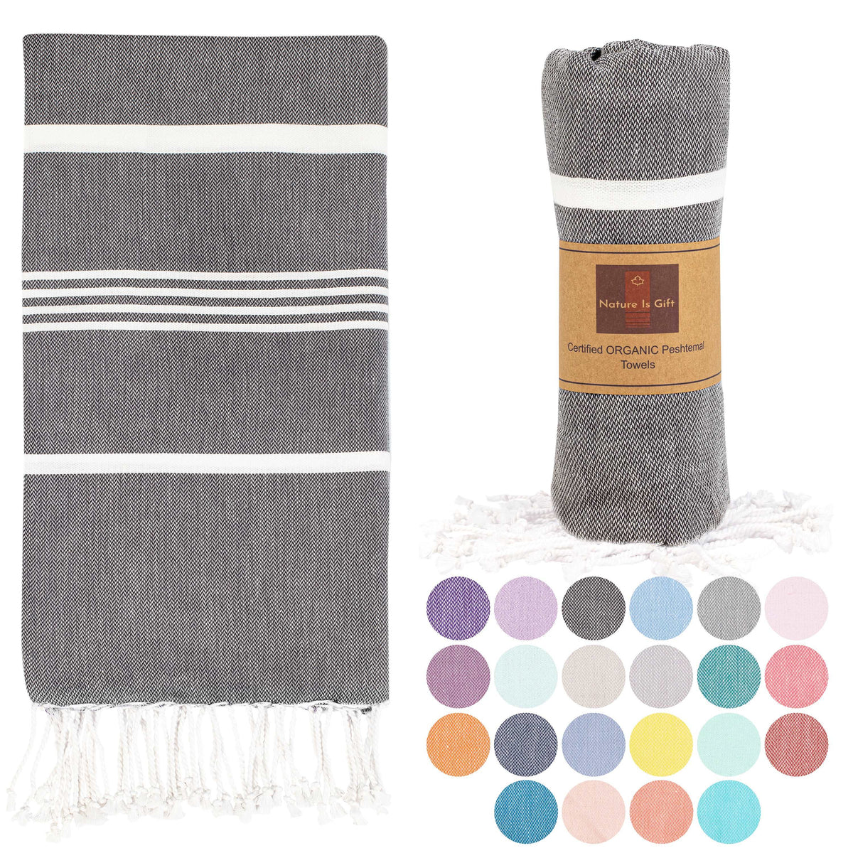 Turkish Beach Towel-Thick Stripes Buy 1 at $12.99 Black
